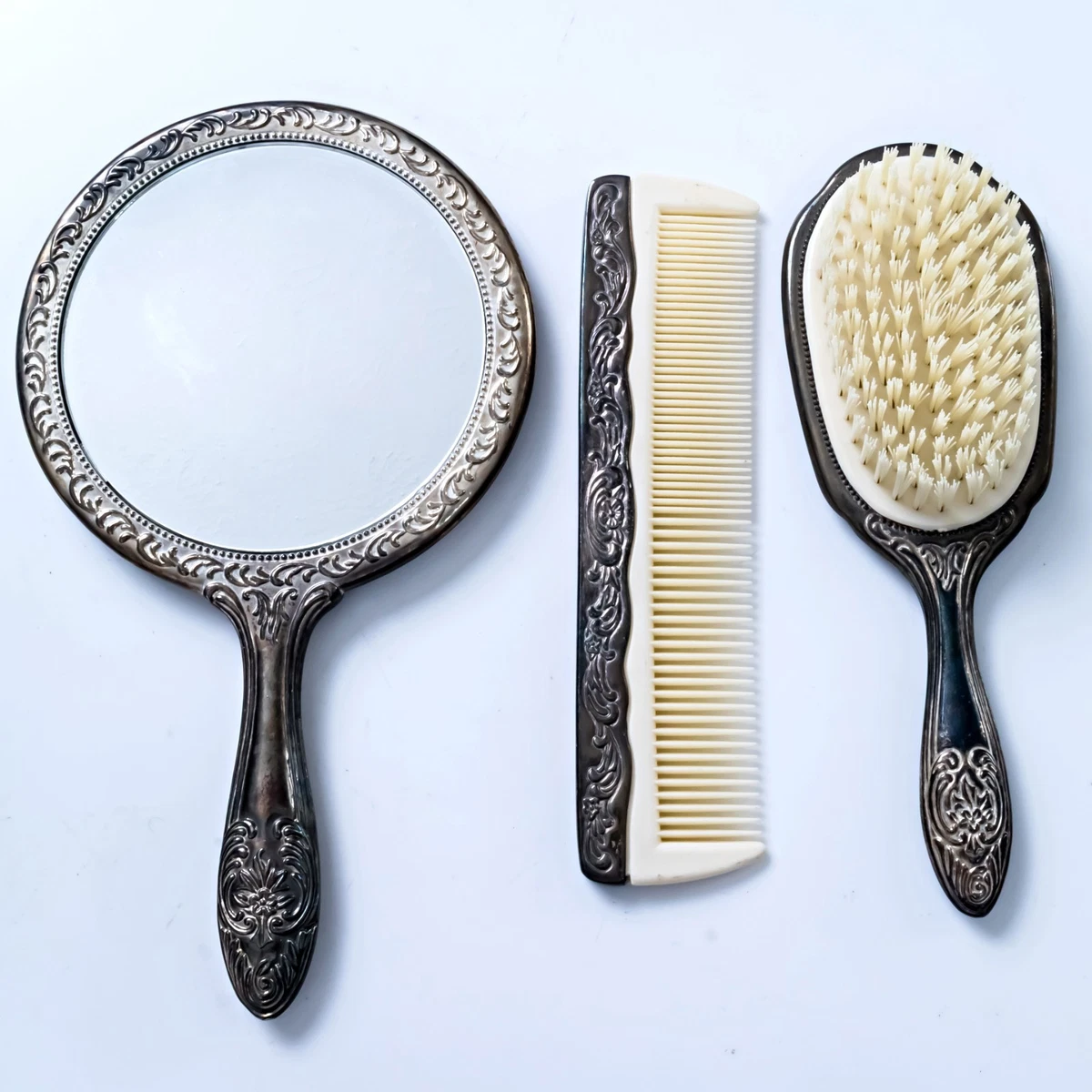 Silver Brush Comb Set In Collectible Vanity Accessories for sale