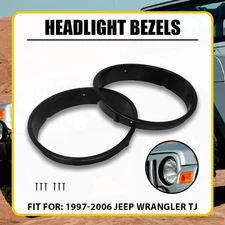 LH & RH Front Headlight Bezel Lamp Cover Trim Set For 1997-2006 Jeep Wrangler TJ