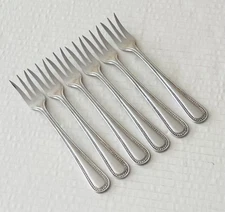 Market Place Stainless Japan MPF5 6 Appertizer Forks Glossy Beaded Edge