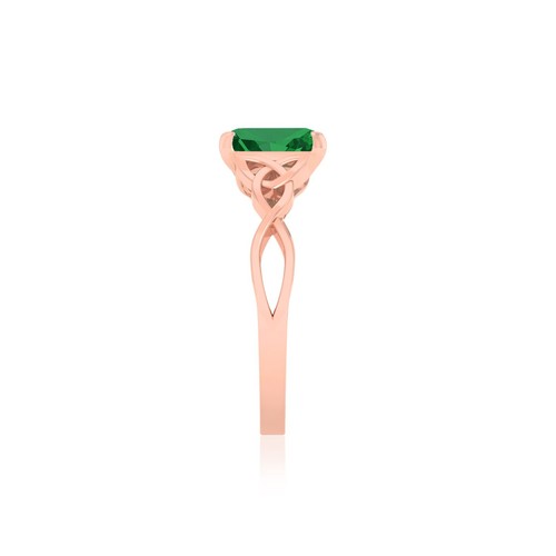 Lab Grown Emerald Filigree Band in Solid 14K Gold May Birthstone Women Ring#1017 - Picture 13 of 19