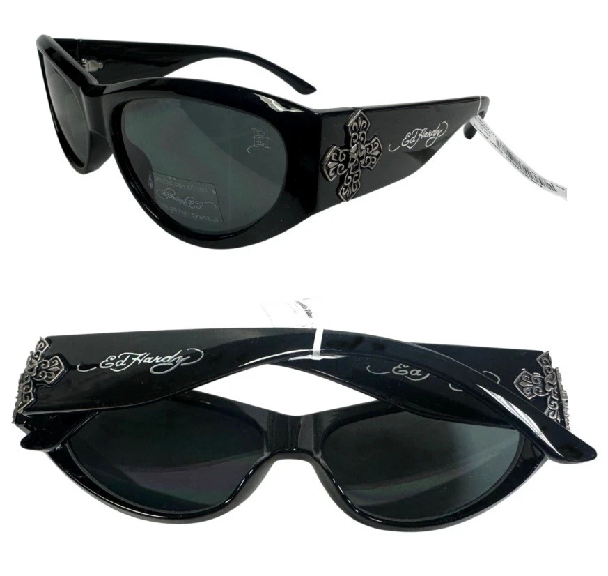NWT Unisex Sunglasses Ed Hardy Los Angeles Black/Black Oversized ed hardy sunglasses - TikTok Shop main image 2