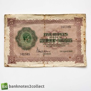 SEYCHELLES: 1 x 5 Seychelles Rupee Banknote. Dated 07.04.42.