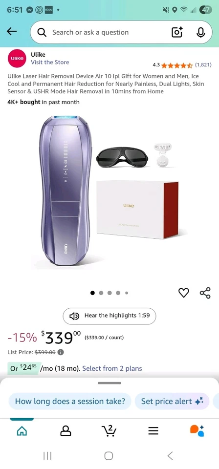 Depilación láser Ulike, depilación Air 10 IPL para mujeres y hombres aprobada por la FDA Foto 2 de 2