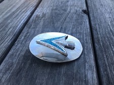 Oval Turquoise  Silver Oval Arrowhead Accent Belt Buckle About 3-1/4"Wx2-1/2"L
