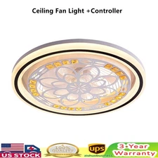 Modern Ceiling Fan With Light Dimmable LED Chandelier Lamp & Remote Lamp Fixture