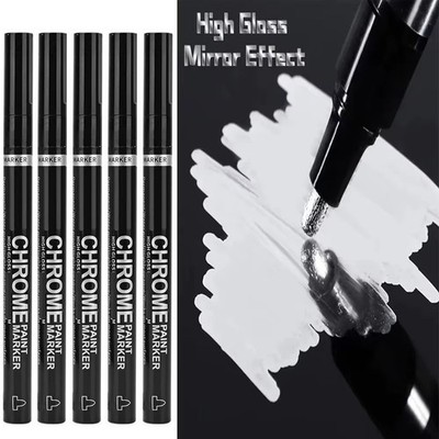 1-5pcs Chrome Pen Marker Waterproof Paint Repair Gold Silver 2mm Nib - NEW