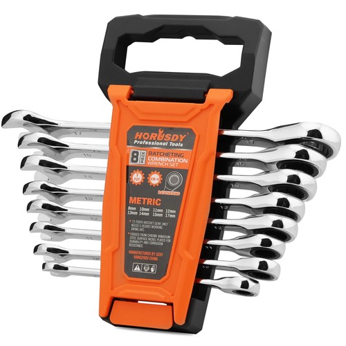 8-Piece Metric Ratcheting Wrench Set | Ratchet Combination Wrench Set with Or...