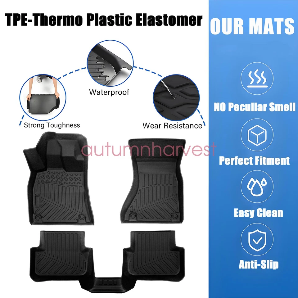 TPE Floor Mats Liner For 2008-2016 Audi A4 Sedan Wagon Allroad 4Door All Weather - Image 3 of 4