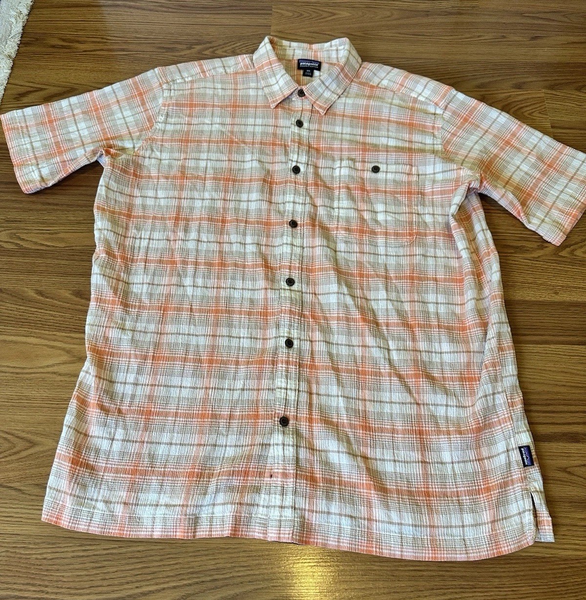 Patagonia Shirt XXL Lightweight Crinkle Plaid Organic Cotton Button Up Hiking