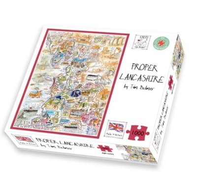 Tim Bulmers Comical Lancashire Map Art  1000Piece Adult Jigsaw Puzzle Large 66cm