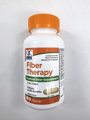 Quality Choice Fiber Therapy for Regularity 3 in 1 Fiber 160 Capsules  Exp 09/26