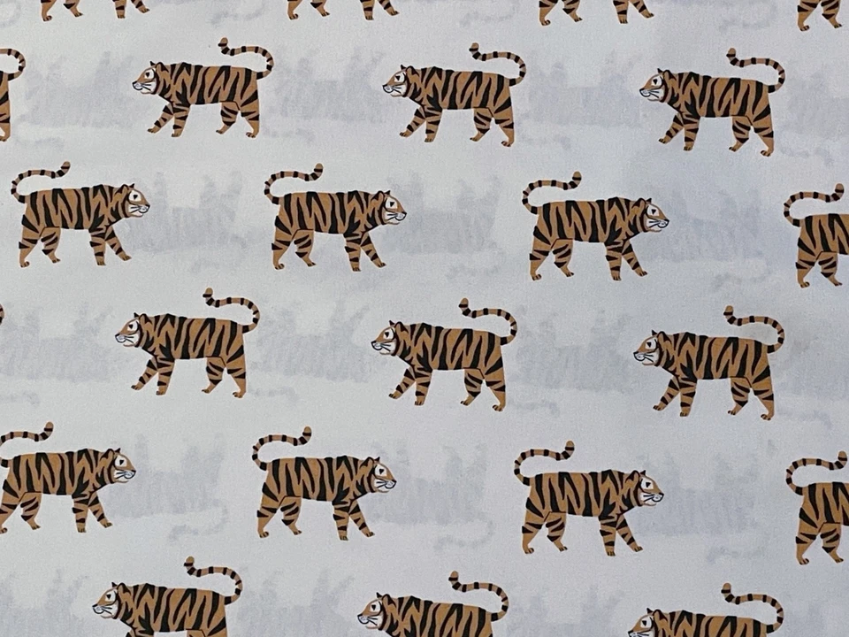 Queen pillow case set of 2 TIGERS walking jungle animal print orange white - Image 2 of 4