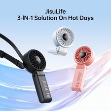JISULIFE 3 in 1 Handheld Fan Rechargeable 5000mAh Foldable 5 Speed LED Display