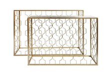 Tavolo Consolle ingresso in metallo colore oro H.70cm | Rohome
