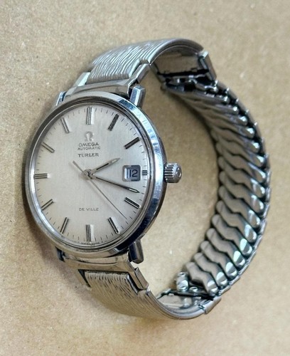 Omega De Ville Date Argent Automatique Montre Hommes Authentique Working - Photo 1 sur 7