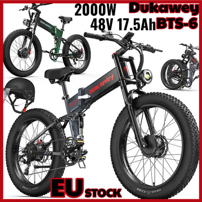 Dukawey BTS-6  2000W Elektrofahrrad 48V 17.5Ah 26 Zoll Klappbar Fatbike 120KM EU