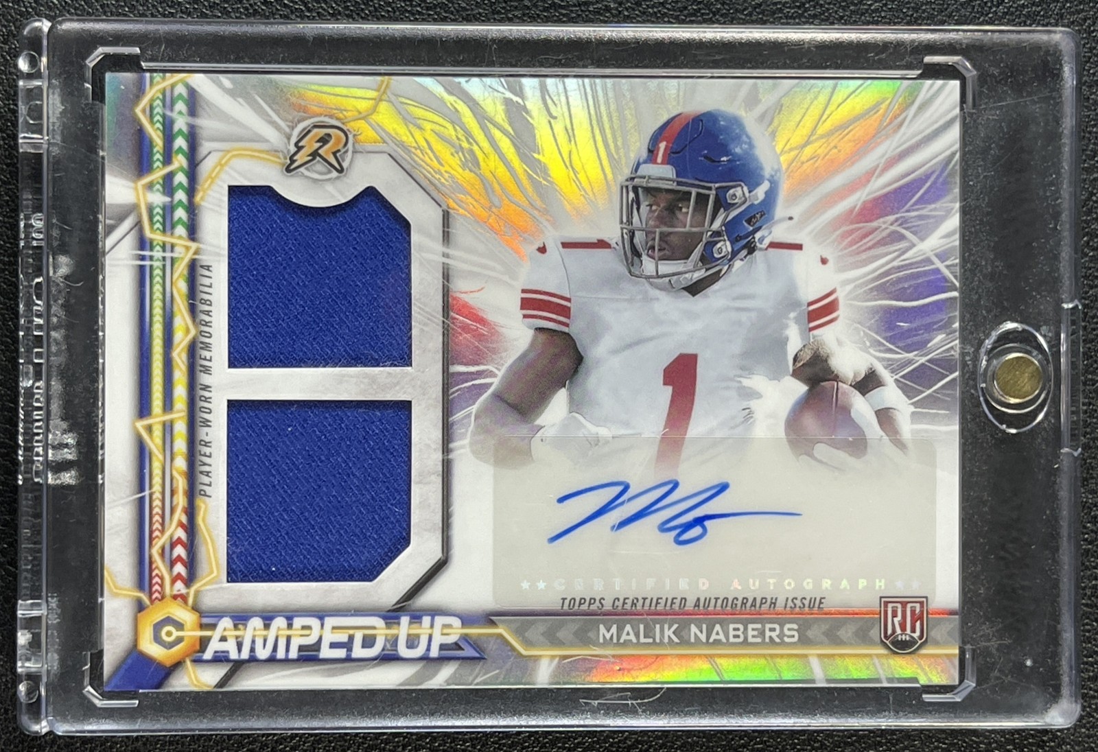 MALIK NABERS 2024 TOPPS RESURGENCE #AU-MN AMPED UP ROOKIE JERSEY PATCH AUTO RC
