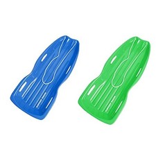 Downhill Xtreme Flexible Adults and Kids Plastic Toboggan Snow Sled Green/Blue