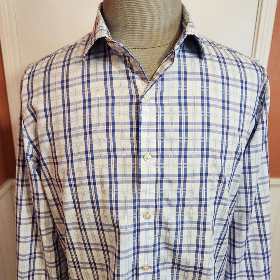 Camisa para hombre 7 Diamantes Verano Viento Cuadros Botón Frontal Blanca/Azul X-Grande Foto 2 de 4
