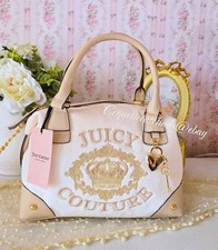 Juicy Couture Falling For Juicy Velour Satchel Gold Crown Embroidered Y2K