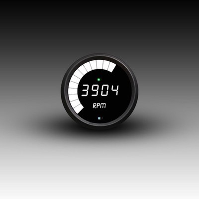 Intellitronix White LED Digital Tachometer With Black Bezel M9003W