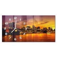 Glasuhr Wanduhr Mit FließEnden Zeigern Brooklyn Bridge WeißE Zeiger 60X30 Cm