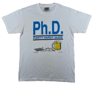 Vintage Ph.D. Party Hardy Dude T-Shirt Adult Large White Single Stitch