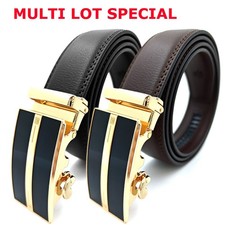 Genuine Leather Belt Mens Ratchet Dress Belts With Adjustable Automatic Buckle