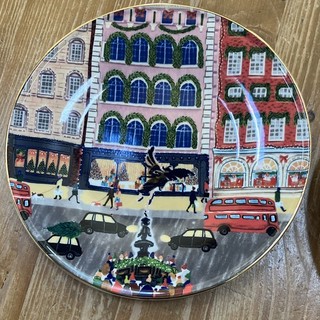 Anthropologie Christmas Cityscape Collector Plates London & New York Ceramic