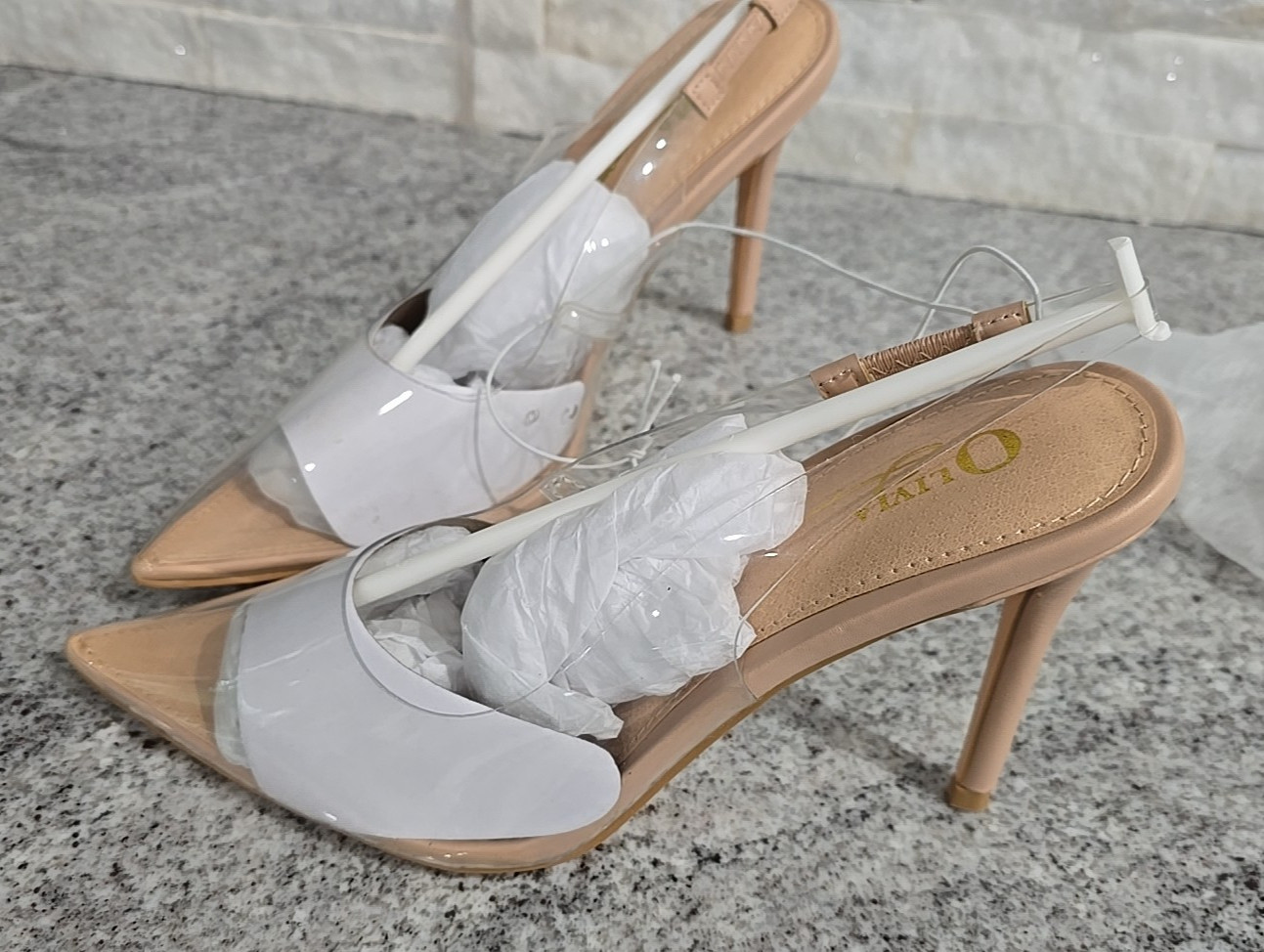 Olivia Fragrance Clear High Heel Shoes for Women Size 7.5 US