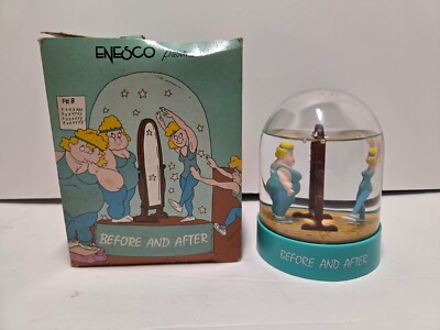 Before and After Snow Globe Exercise Fitness Mirror w/ Box Enesco 5'' 1998