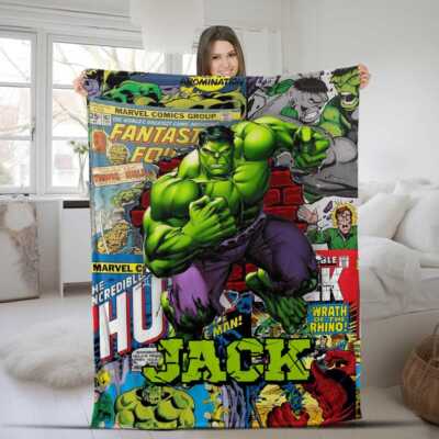 Personalized The Incredible Hulk Green Superhero Giant Hulk Poster Blanket