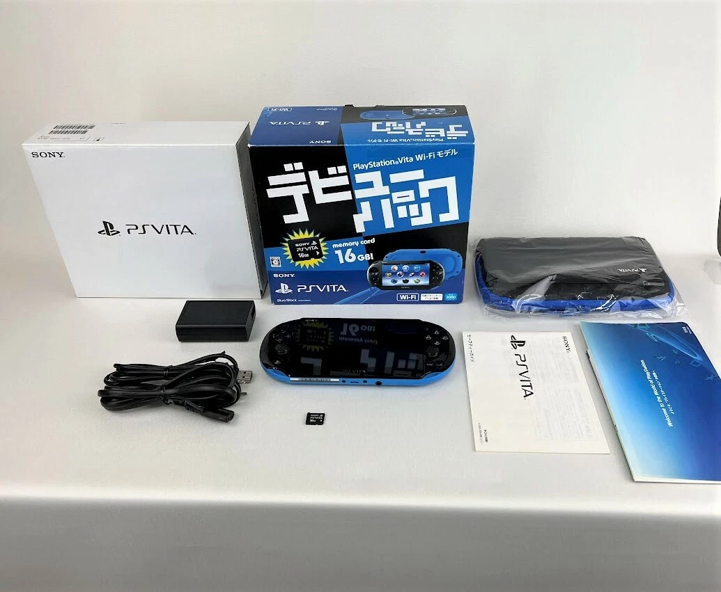 SONY PlayStation PS Vita PCHJ-10025 Blue/Black Debut Pack Boxed 16GB Japan  F/S