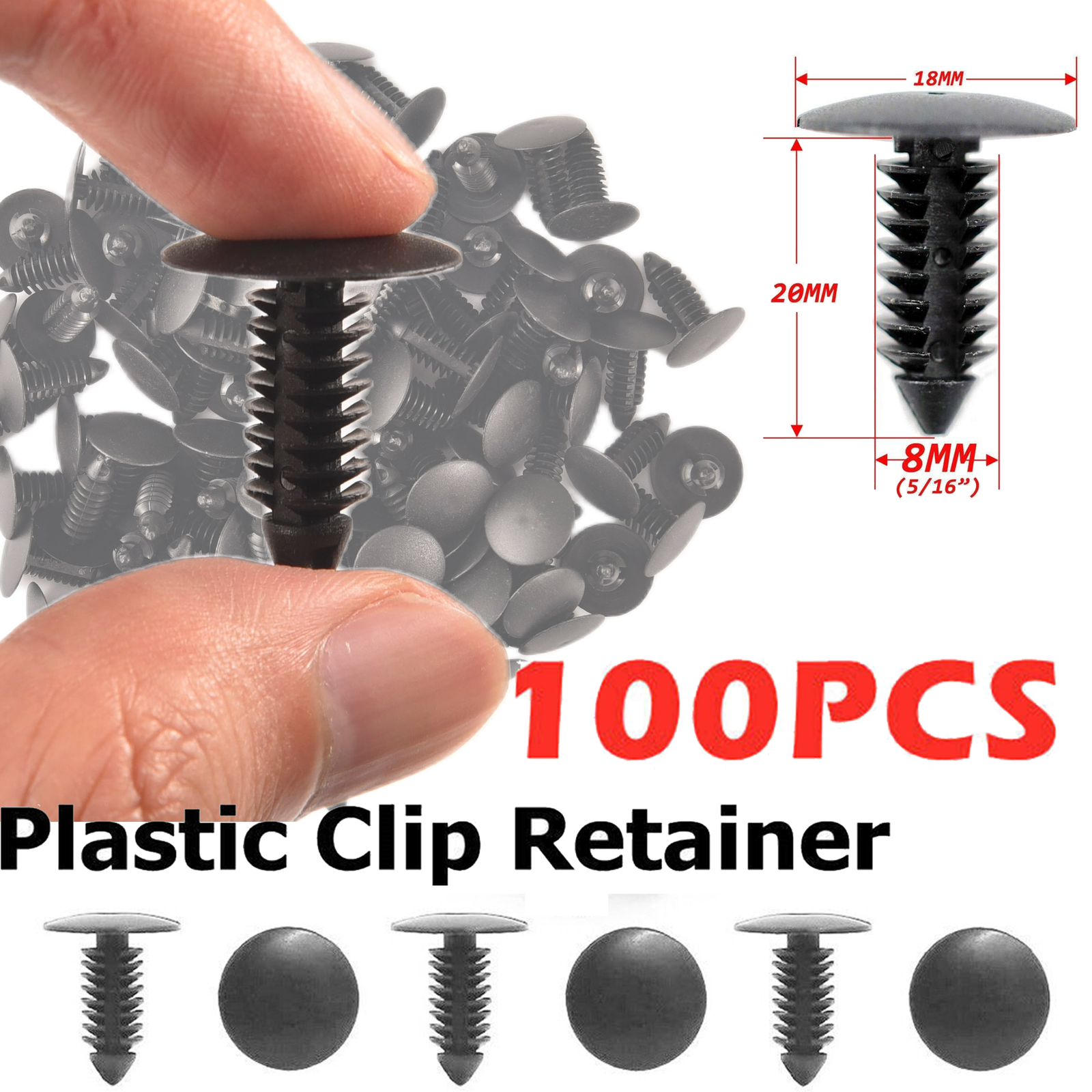 100pcs 8 mm Car Auto Bumper Clips Hole Plastic Rivets Fastener Fender Push  Pin