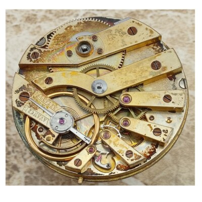 Swiss Lepine 15 Jewel Lever Pocket Watch Movement & Parachute, ca. 1850