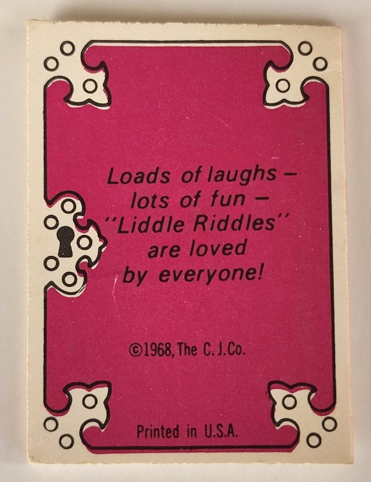 1968 Vintage Premium Cracker Jack Prize Liddle Riddle Book with Pig on ...