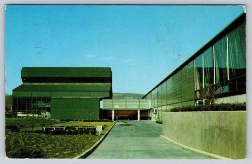 Postcard The Corning Glass Center Corning New York Steuben Factory Pyrex Bridge