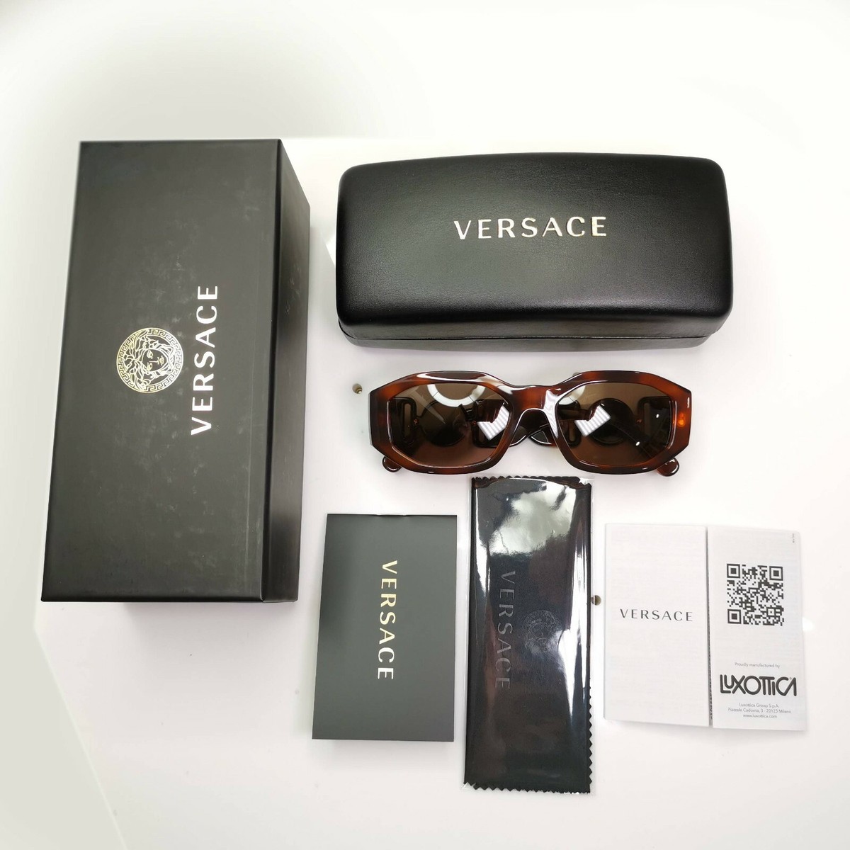 Versace Gold Medusa Brown Rectangle Mens Womens Sunglasses MOD  