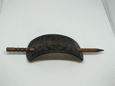 Beautiful Hair Jewelry Pic Embossed Leather Wood Pick 6 x 1 1/2" WOW