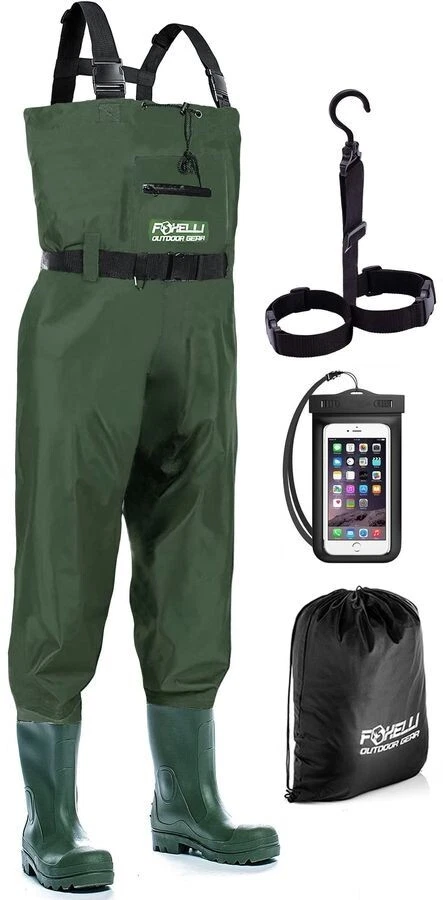 Foxelli men/Women's Chest Hunting Fishing Waders with Boots 2-ply Nylon/PVC (8)