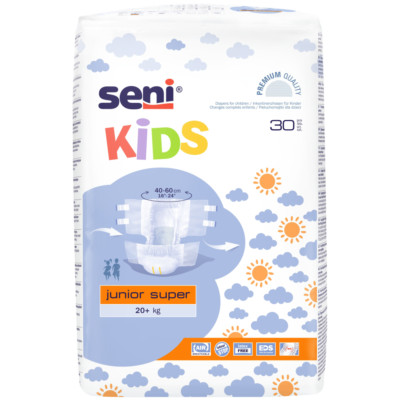 Seni Kids Junior Super Inkontinenzhosen, 20+ kg, 40-60 cm, 30er Pack, TZMO