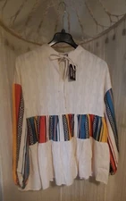 Women's Western Blouse Long Sleeve Babydoll By Rowdy Crowd Size L NWT 