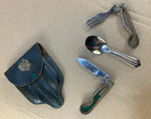 Vintage Girl Scouts Hobo Knife Spoon Fork Travel Camping Utensil Set Pocket WWII