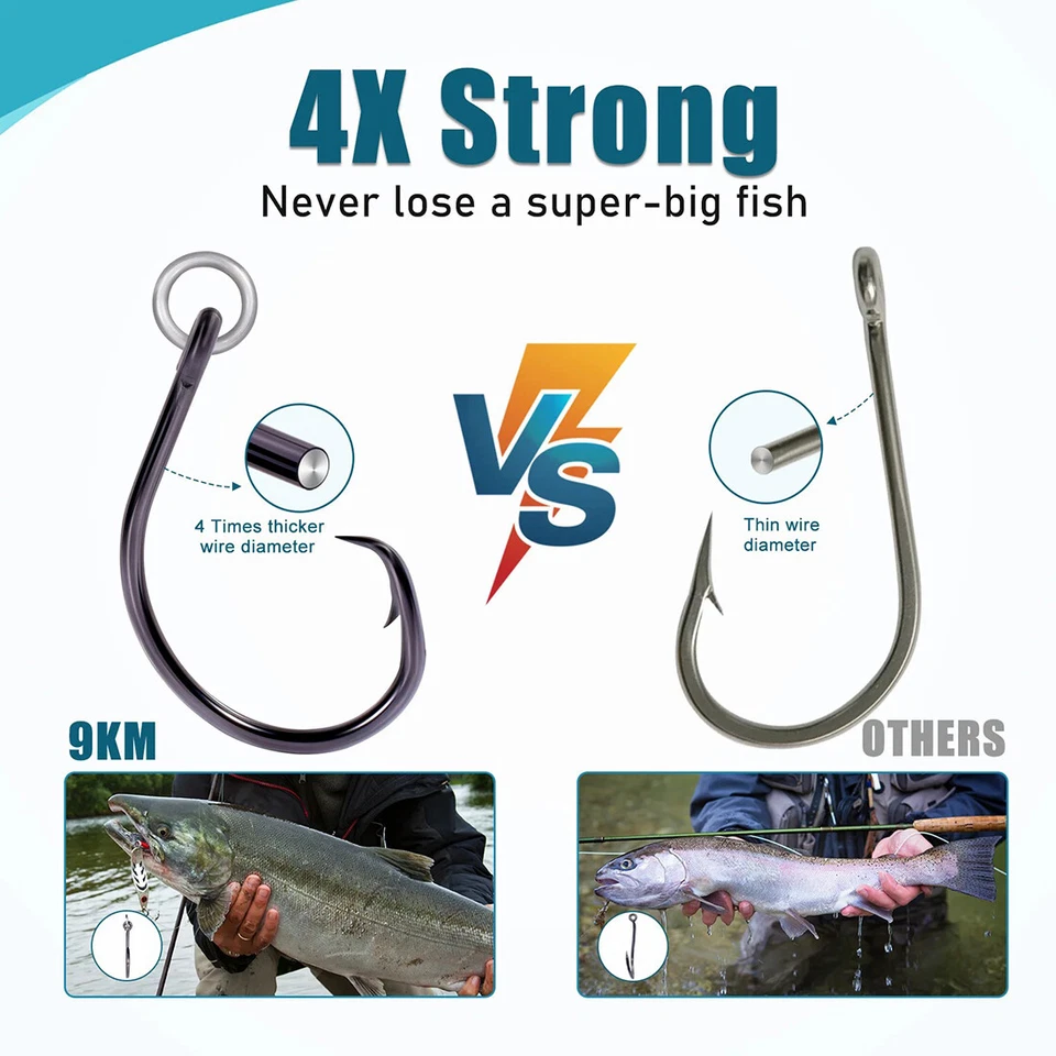 25~100Pcs Circle Hooks with Ring Saltwater Catfish Hooks for Live or Chunk Baits - Image 3 of 4