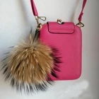 1PCS Real Raccoon Fur Pom Pom Ball for Mobile Strap Bag