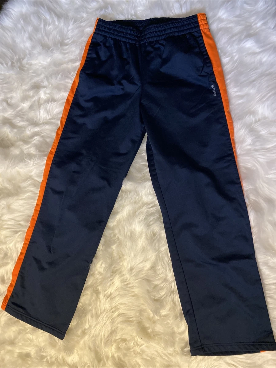 BOYS REEBOK SIZE XL Navy Blue With Orange Stripe ATHLETIC PANTS