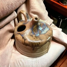 Vintage 1960s Stoneware Pottery Bud Vase 3.5" Tall high end