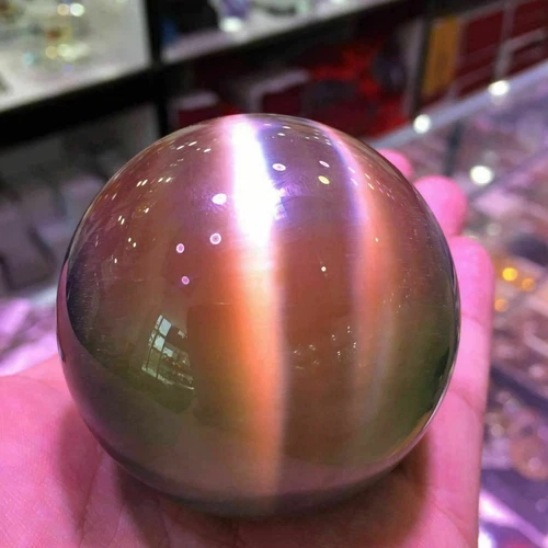 290 g seltene natürliche Quarzfarbe Katzenauge Kristall Heilkugel Kugel 60 mm Ständer - Bild 4 von 6