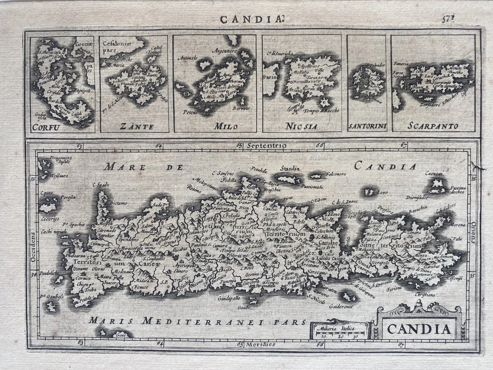Antique Map of Crete Island "CANDIA" by Mercator,  c. 1628 - Image 2 of 3