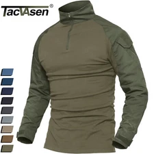 Tacvasen Men's 1/4 Zip Pullover Outdoor Long Sleeve Shirts Ripstop Work T-Shirt